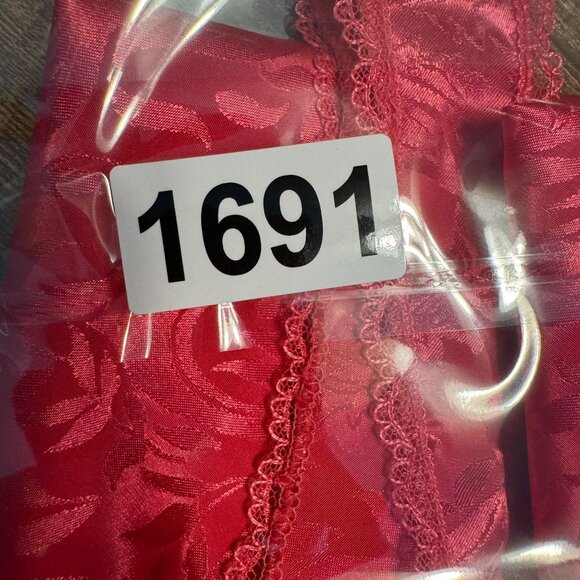 Jacquard Lace Slip Dress Womens Size Large Jacquard Hot Pink Satin Silky Vintage - Picture 8 of 8